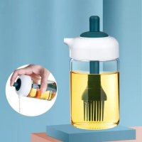 2 IN 1 OIL DISPENSER CONDIMENT JAR WITH SILICONE BRUSH