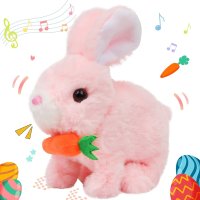 Rabbit with Carrot Interactive Electronic Pet Plush Bunny Toy with Sounds and Movements