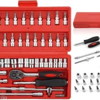 46pcs/set Tool Set 46 in 1 Carbon Steel Combination Set Wrench Socket Spanner Screwdriver Household Motorcycle Car Repair Tool Kit
