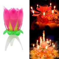 Music Candle Light Birthday Blossom Lotus Sparkling Flower Candles Light Wedding Birthday Party Flower Event Festive