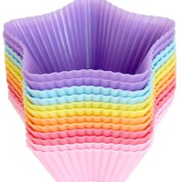 Mirenlife Reusable and Non-stick Silicone Baking Cups/Cupcake Liners/Muffins Cup Molds in storage Container-12 Pack