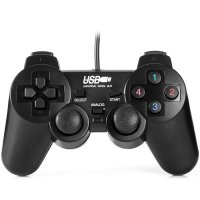 USB-208 USB 1.0 / 2.0 Wired Game Pad with Force Feedback Function - BLACK