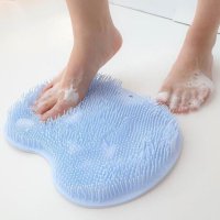 Shower Foot Scrubber Mat Back Washer Back Exfoliating Bath Wash Pad Wall Mounted Slip Suction Cups