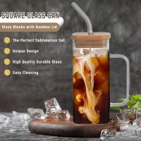  Square Mason Jar With Bamboo Lid 320 ML