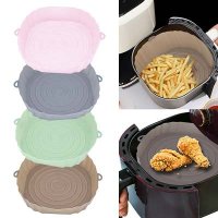 1Pcs Silicone Air Fryer Basket Liner Reusable Round Paper Pot Tray Heat Resistant