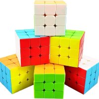 6 PCS Full Size 3×3 Cube Set, Puzzle Party Toy, Stickerless Anti-Pop Magic Speed Cube