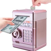 Electronic Piggy Bank,Mini ATM Coin Bank with Password Lock Case Saving Money Box