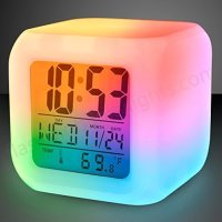 Rectangular LED Color Changing Digital Alarm Calendar Temperature Clock