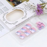 Toe Nail Press ons, White Press on Toenails for Women Short Square Fake Toenails with Summer Glossy glitter Luxury Design