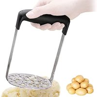 AYNEFY Potato Masher, Food Grade Stainless Steel Mashing Tool Kitchen Utensil with Horizontal Handle for Mashed Potatoes Vegetables Fruits