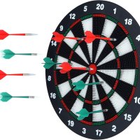 Dart Board Set for Kids and Adults, 16 Inch Soft Rubber Dart Game with Standing Bracket and 6 Soft