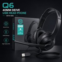 Q6 40MM Drive USB Headphone with Mic