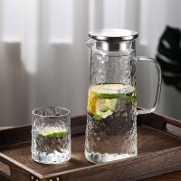 Borosilicate Water Pitcher Jug 1300ml Steel Lid