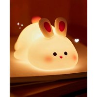 Big Face Rabbit Light LED Portable Rechargeable Bunny Lamp Night Light for Baby Nursery USB