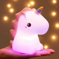 Color Changing Unicorn Night Light for Girls Bedroom, Rechargeable LED Lamp, Kids Room Decor & Gifts
