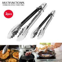 2 pcs Multifunctional Stainless Steel Food Tongs, Kitchen BBQ Baking, Food Serving Utensils, Tongs