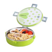  Stainless Steel Round Shape Lunch Box Leakproof Design Hot Insulated Tiffin Box Transparent Lid Container for School, Office for Men Women