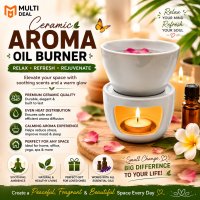 Ceramic Aroma Oil Burner | Essential Oil Diffuser & Wax Melt Warmer for Home, Office & Spa